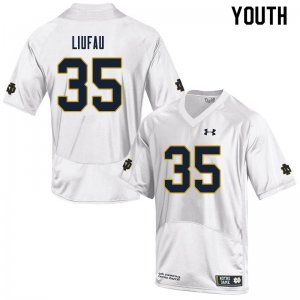 Notre Dame Fighting Irish Youth Marist Liufau #35 White Under Armour Authentic Stitched College NCAA Football Jersey FRA8699OC
